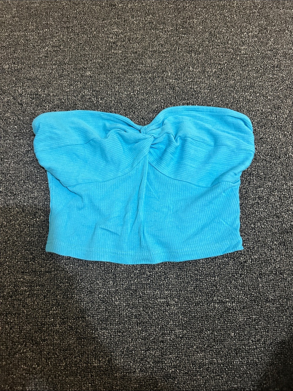 Strapless Tube Crop Top in Bright Turquoise
